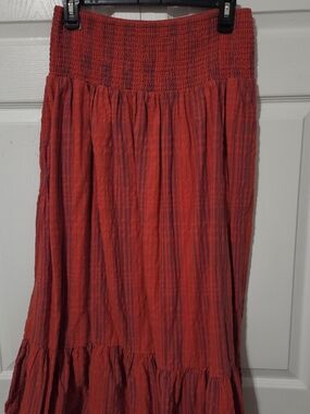 Universal Thread Red and Blue Smocked Waist Maxi Skirt